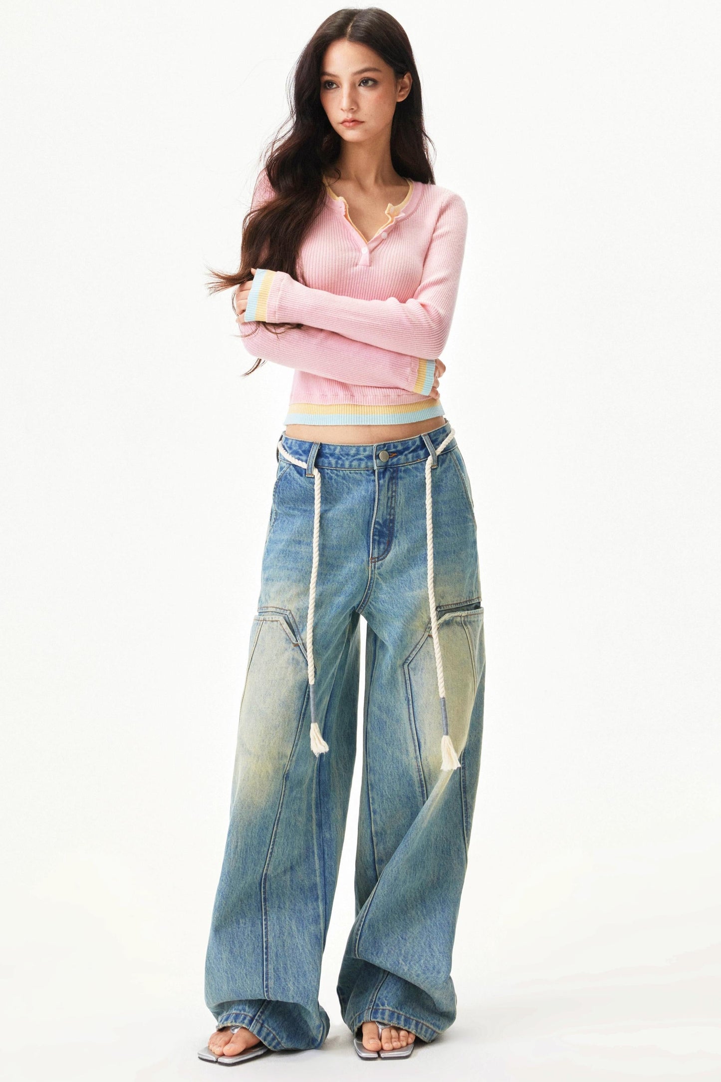 American Retro Wide Denim Pants