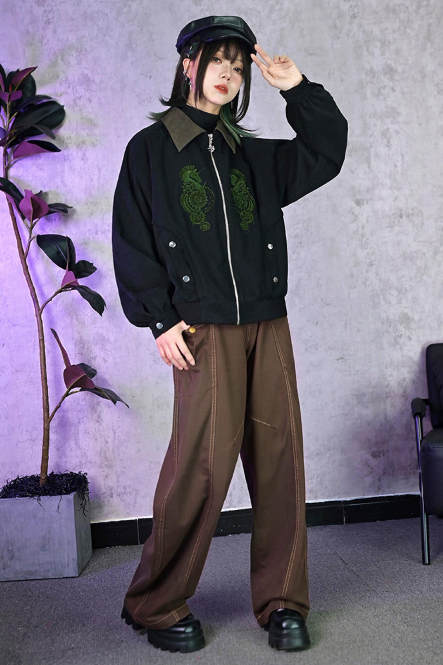Casual Edgy Chess Retro Jacket