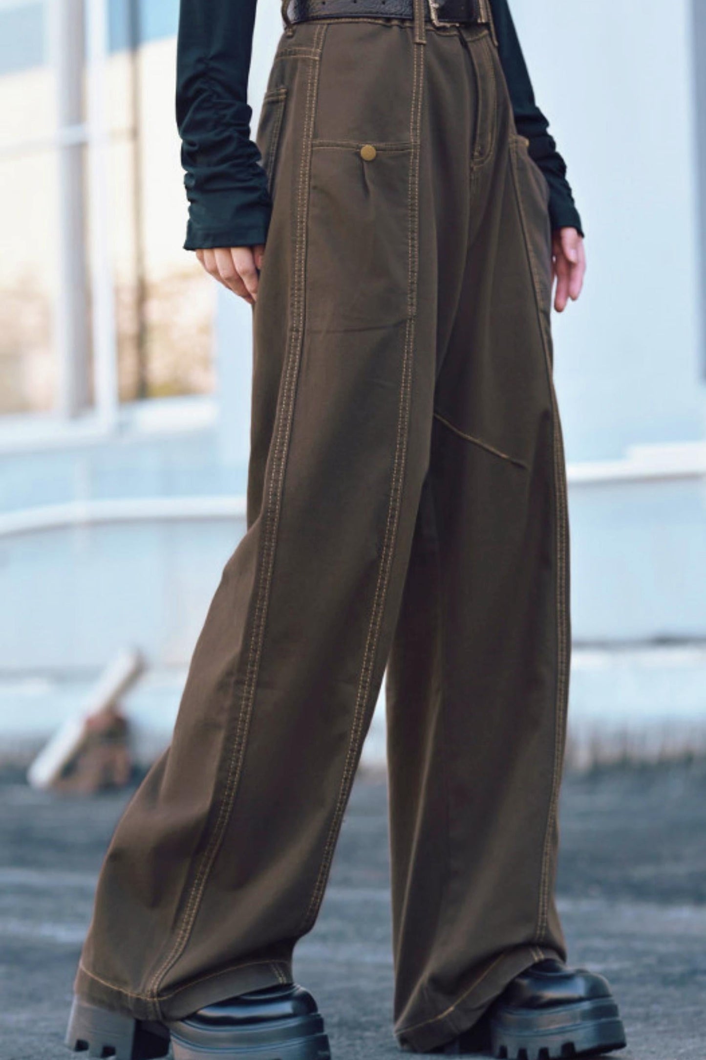 Tencel Patchwork Denim Pants