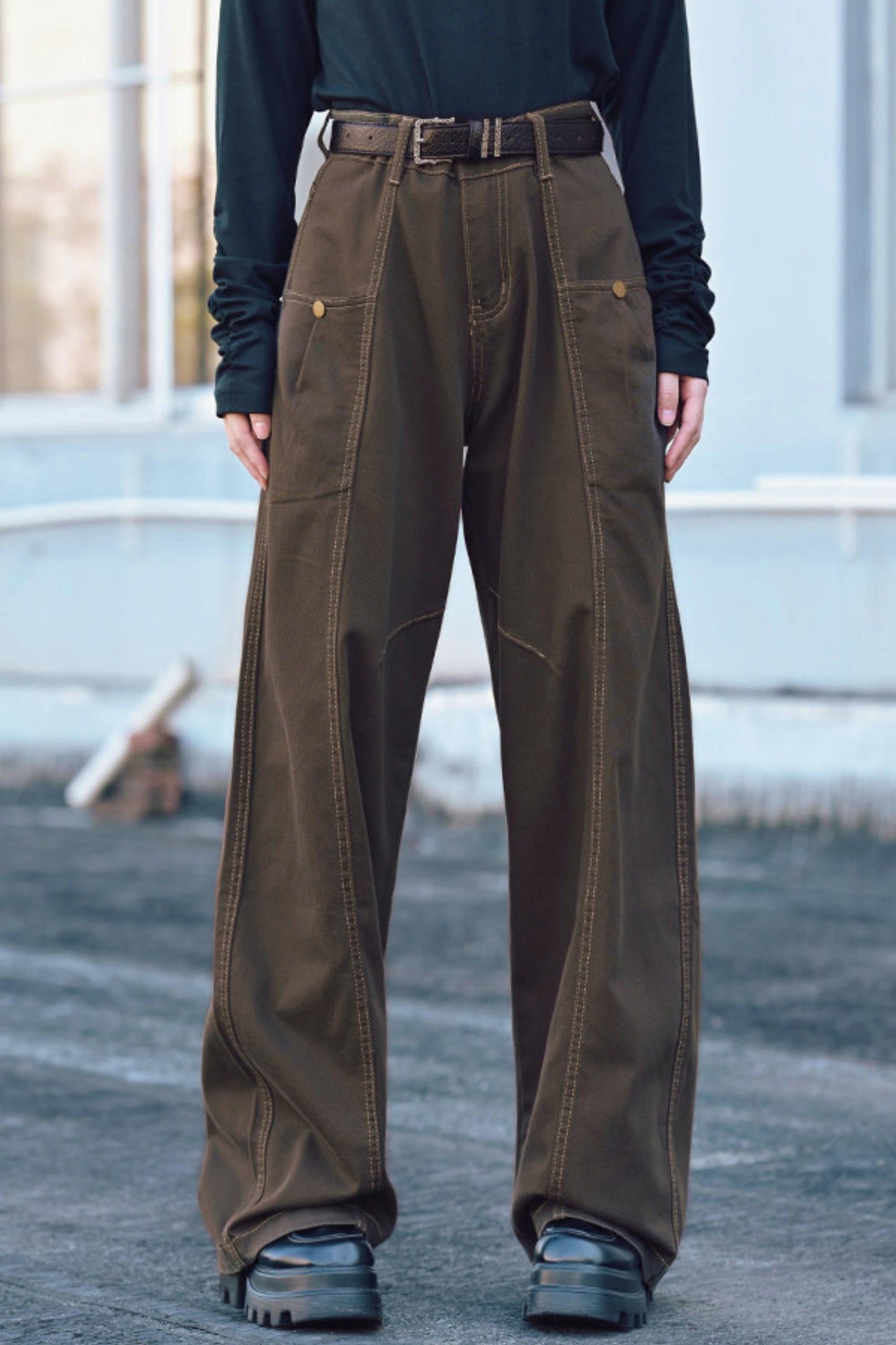 Tencel Patchwork Denim Pants