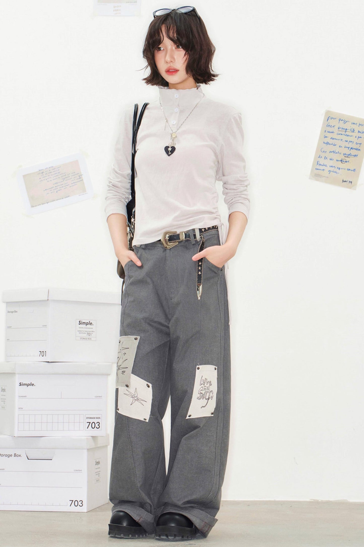 Pixel Patchwork Denim Pants
