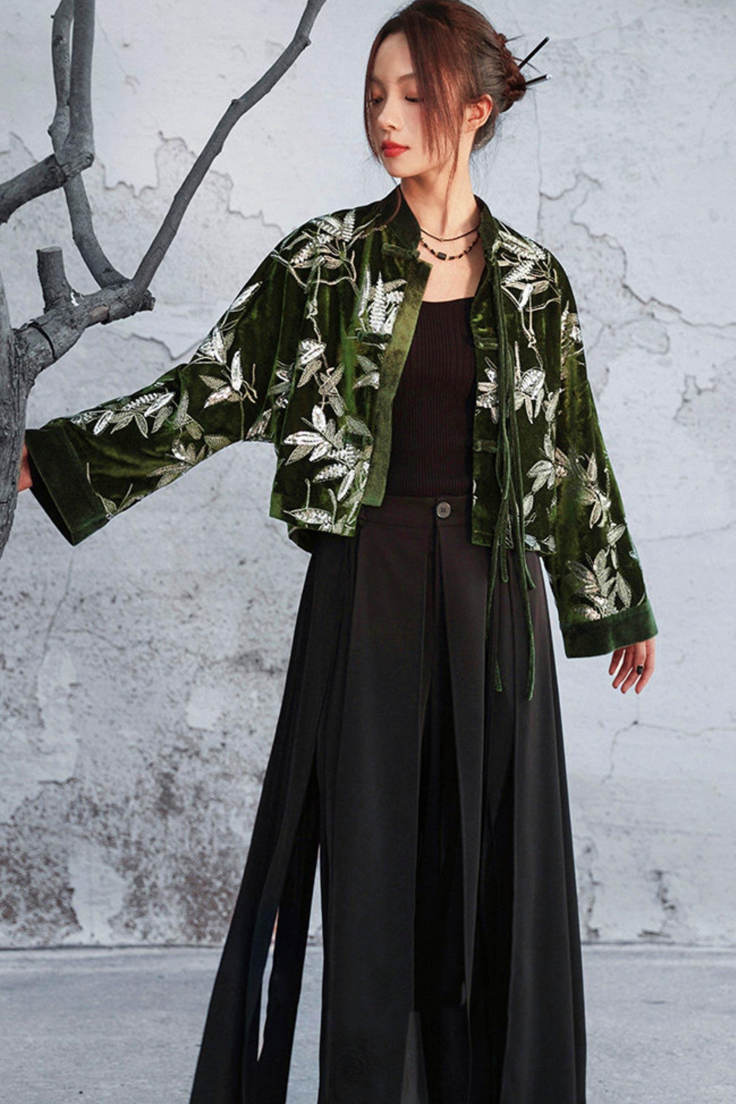Bamboo Leaf Velvet Jacket