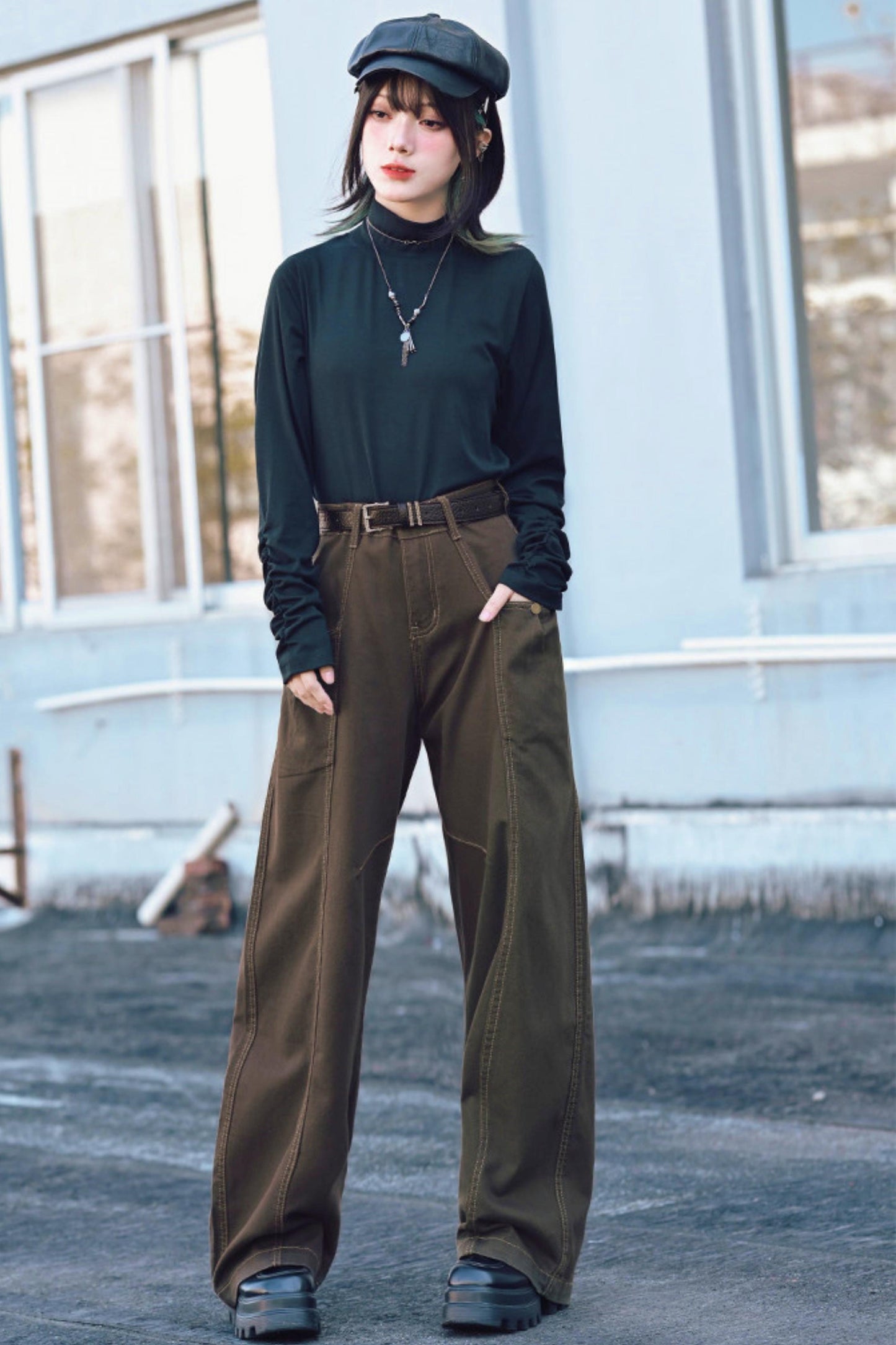 Double Structure Turtleneck Top