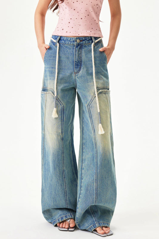 American Retro Wide Denim Pants