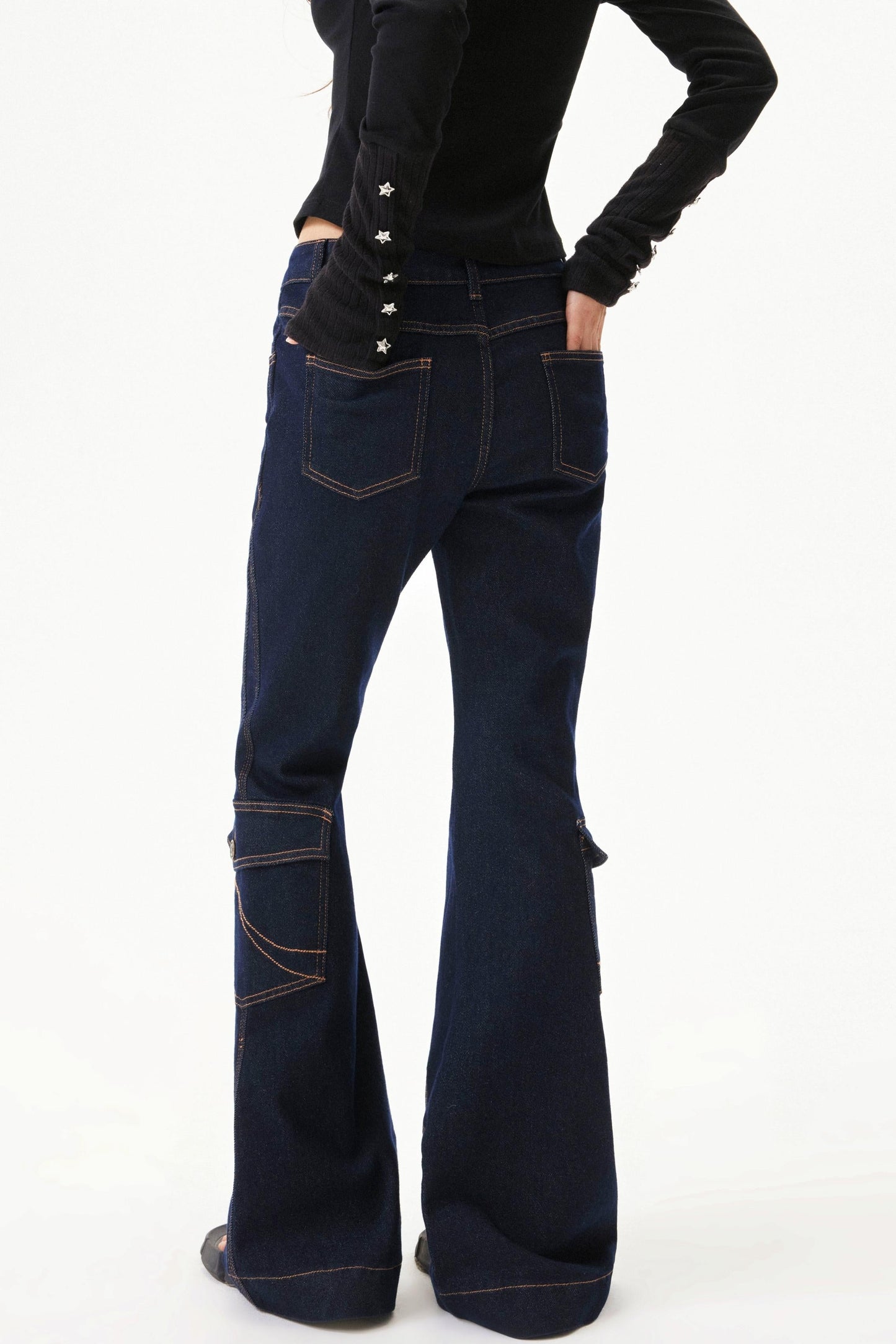 Retro Low Rise Denim Flare Pants