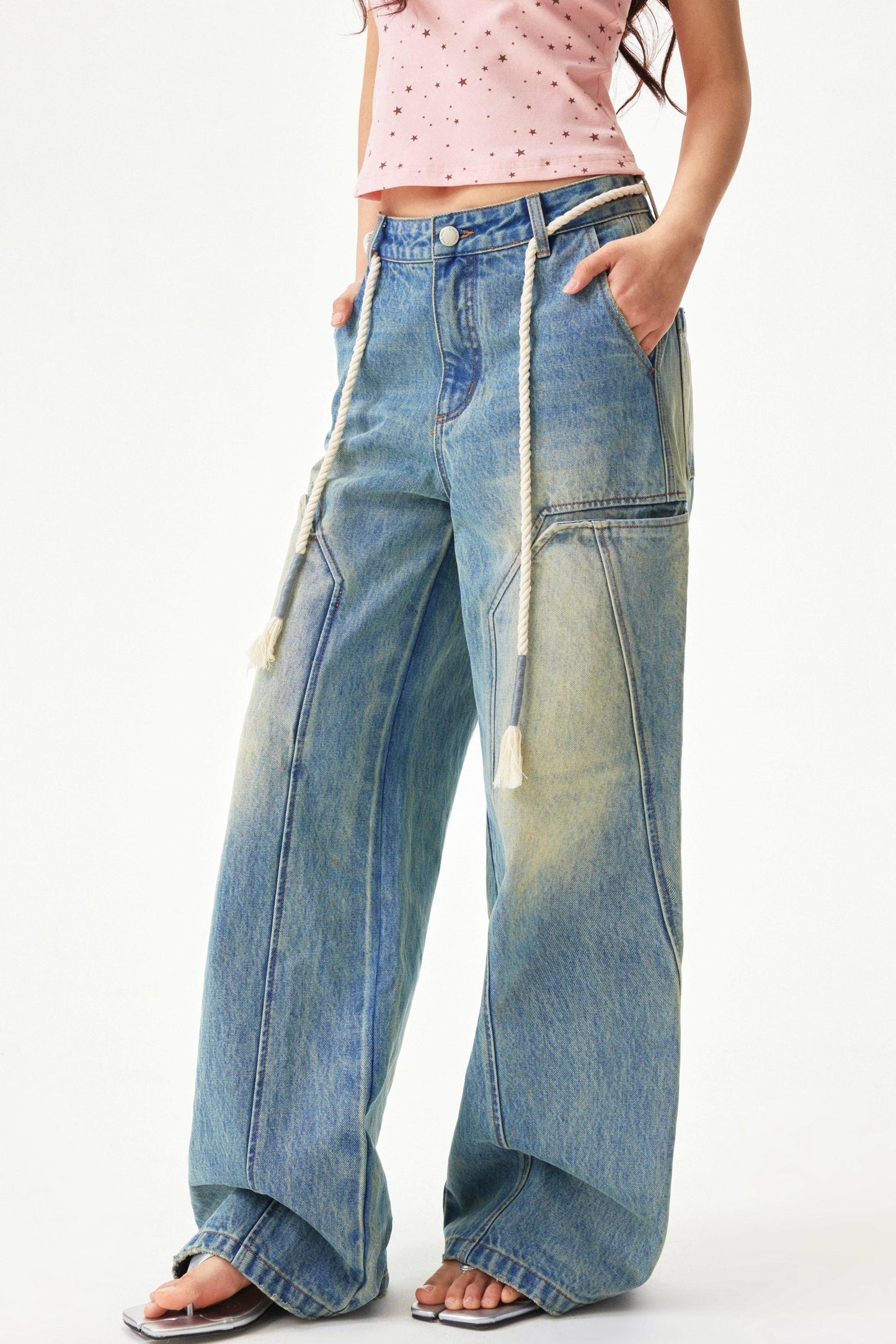 American Retro Wide Denim Pants
