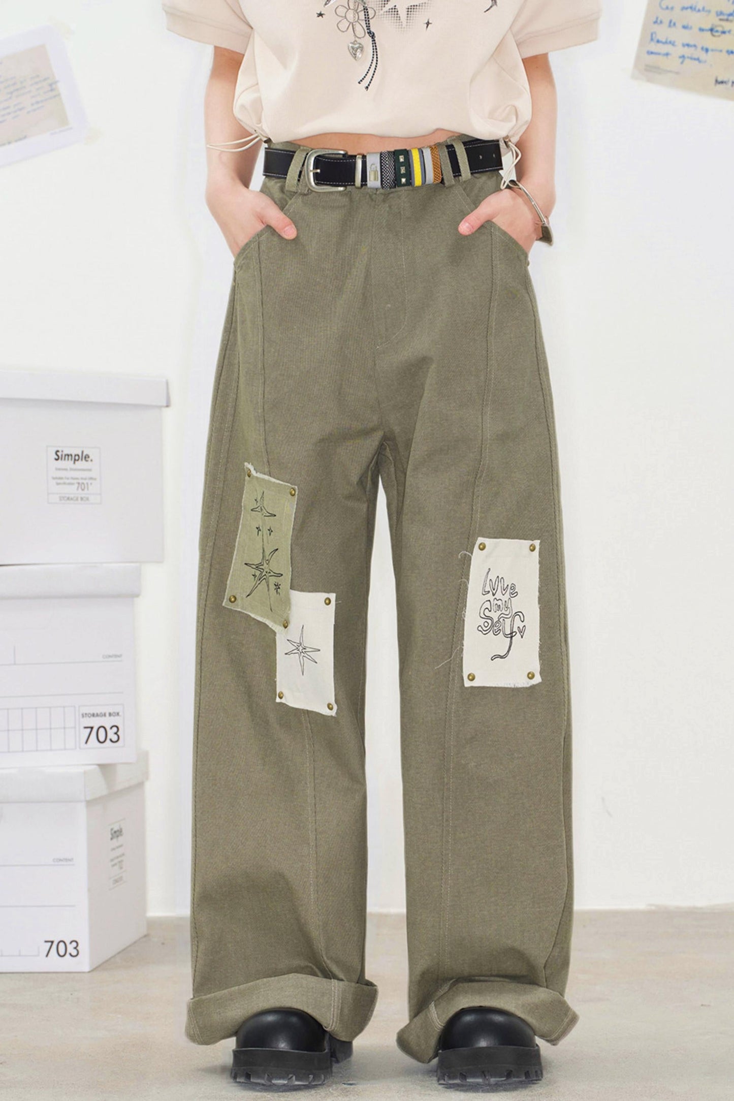 Pixel Patchwork Denim Pants