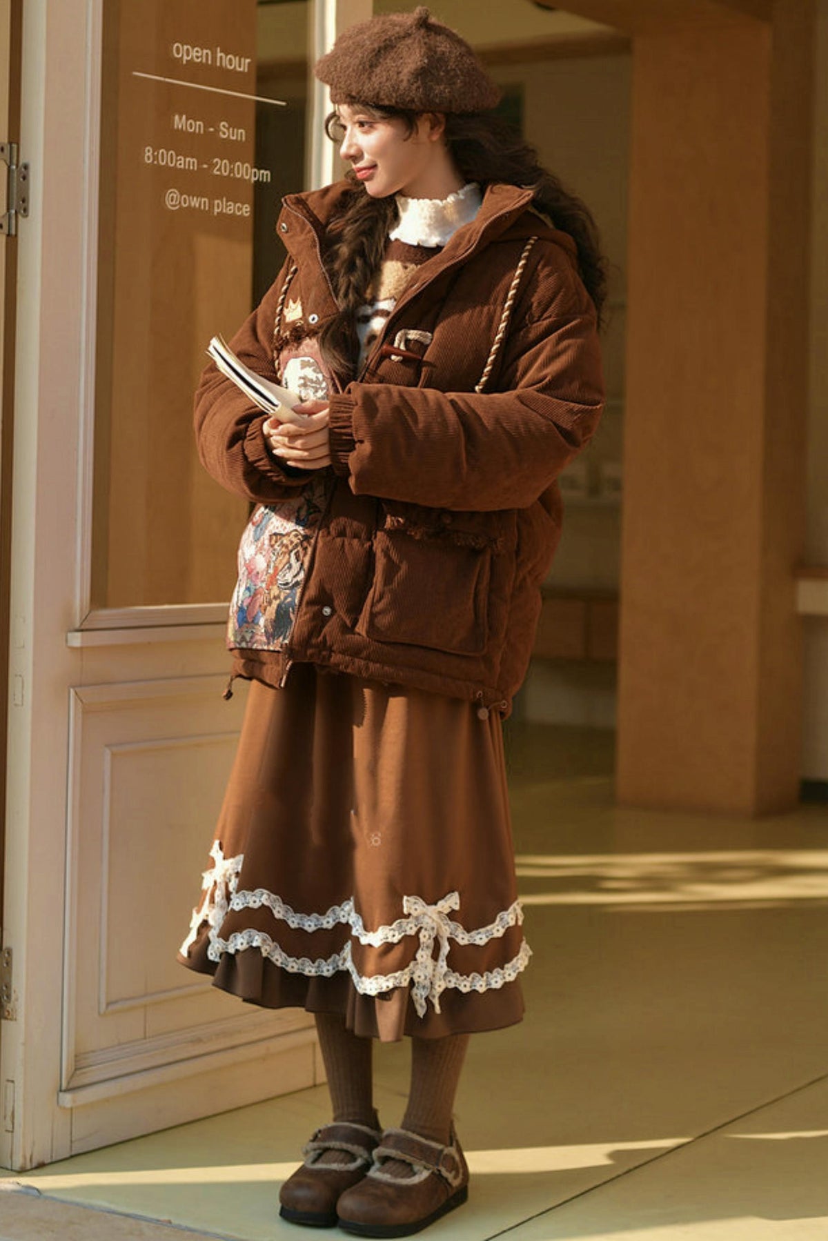 Caramel Lace High Waist Skirt