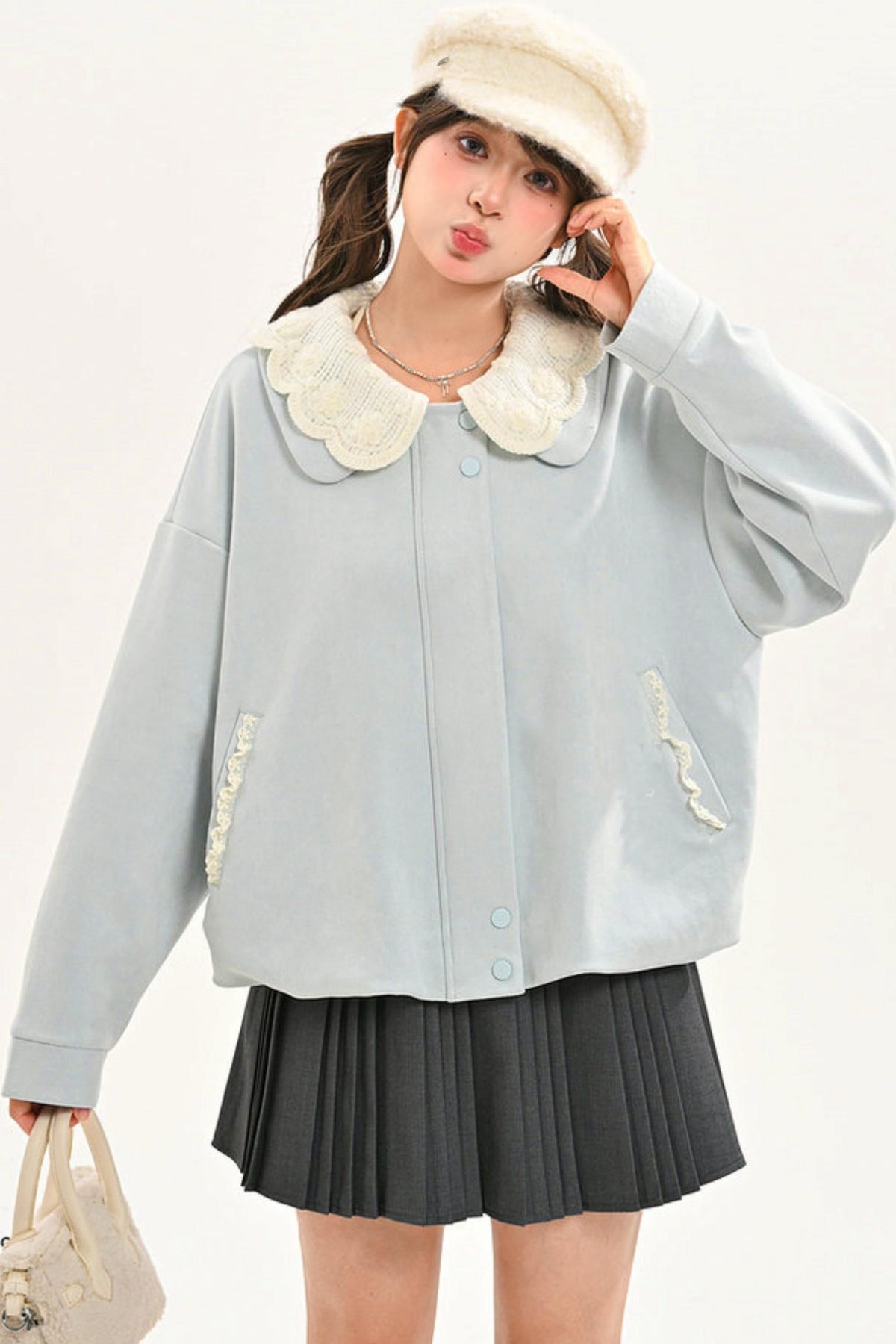 Suede Lace Trim Jacket