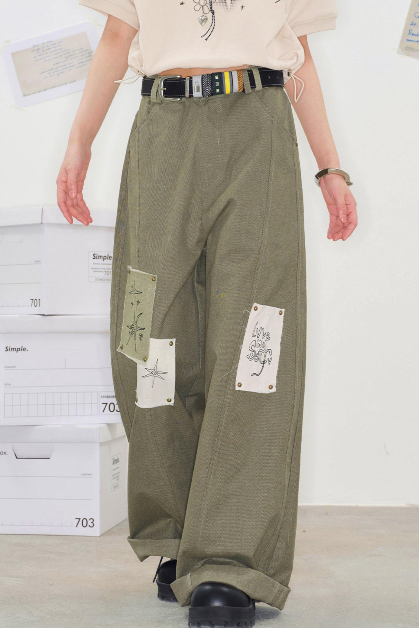 Pixel Patchwork Denim Pants