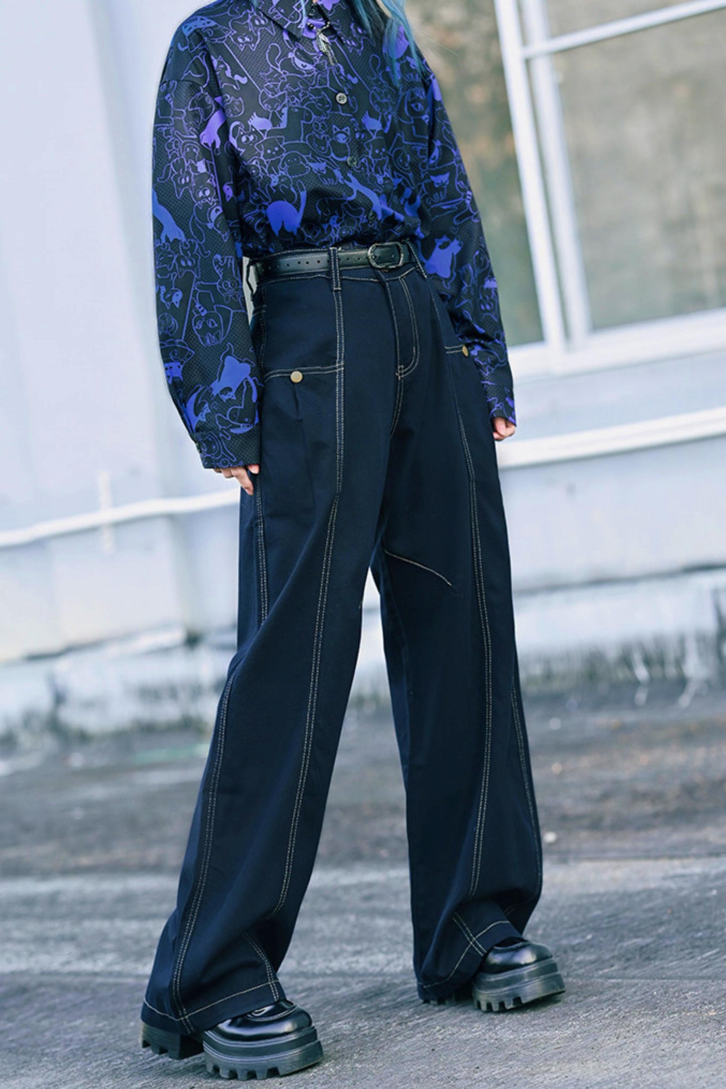 Tencel Patchwork Denim Pants