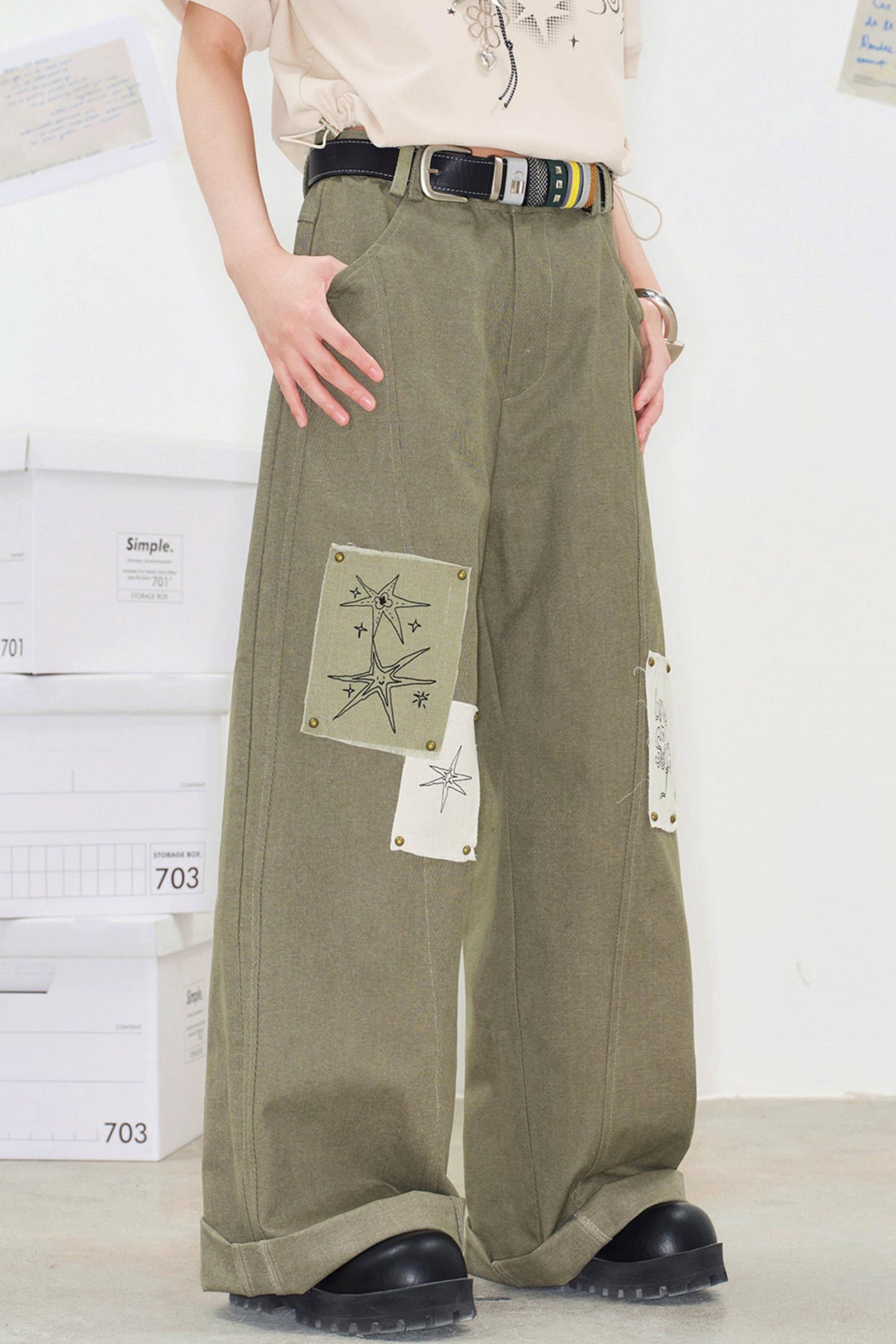 Pixel Patchwork Denim Pants