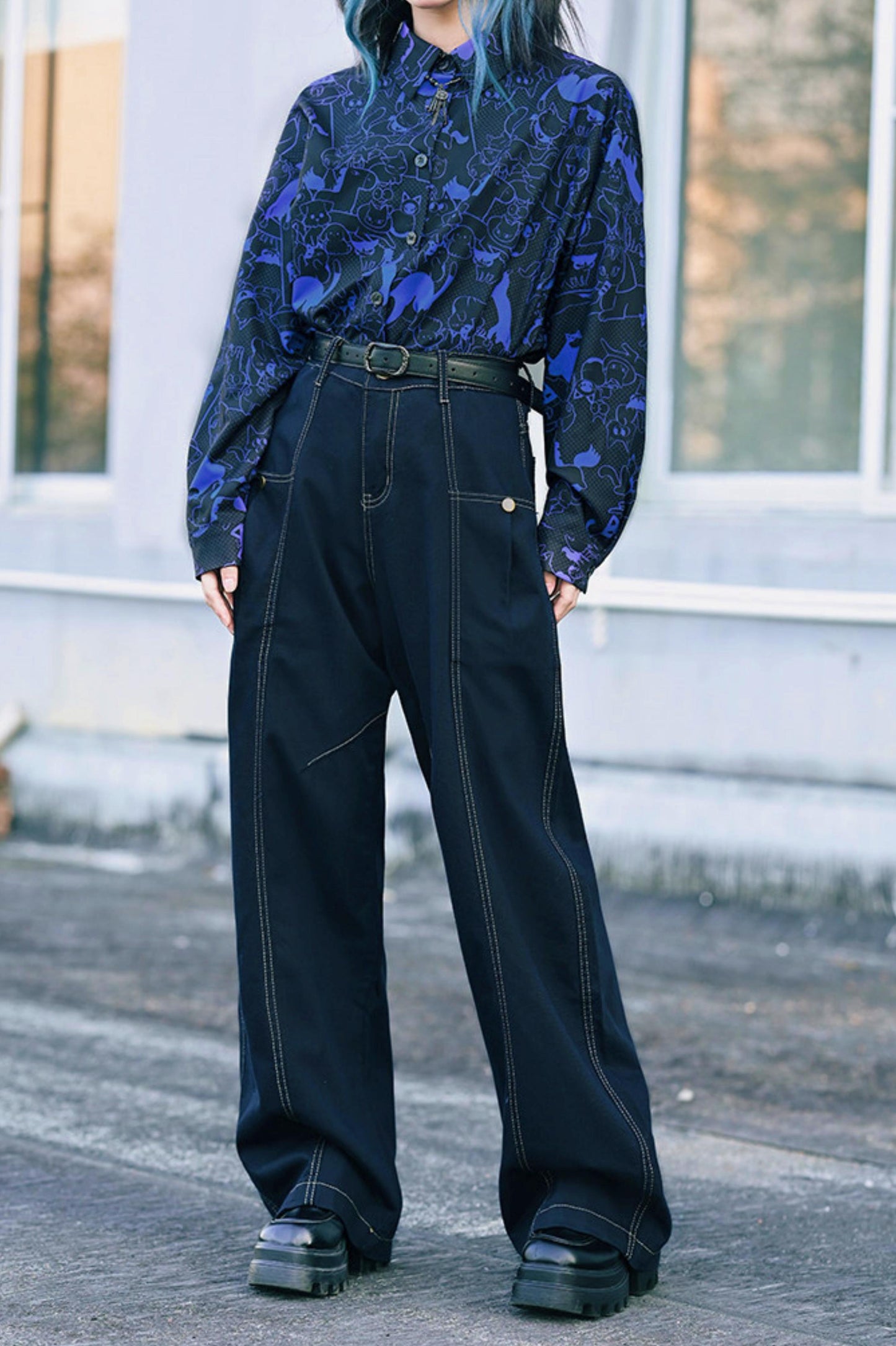 Tencel Patchwork Denim Pants