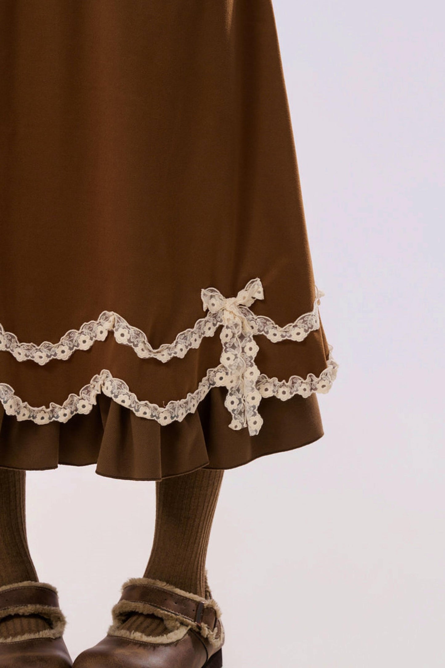 Caramel Lace High Waist Skirt