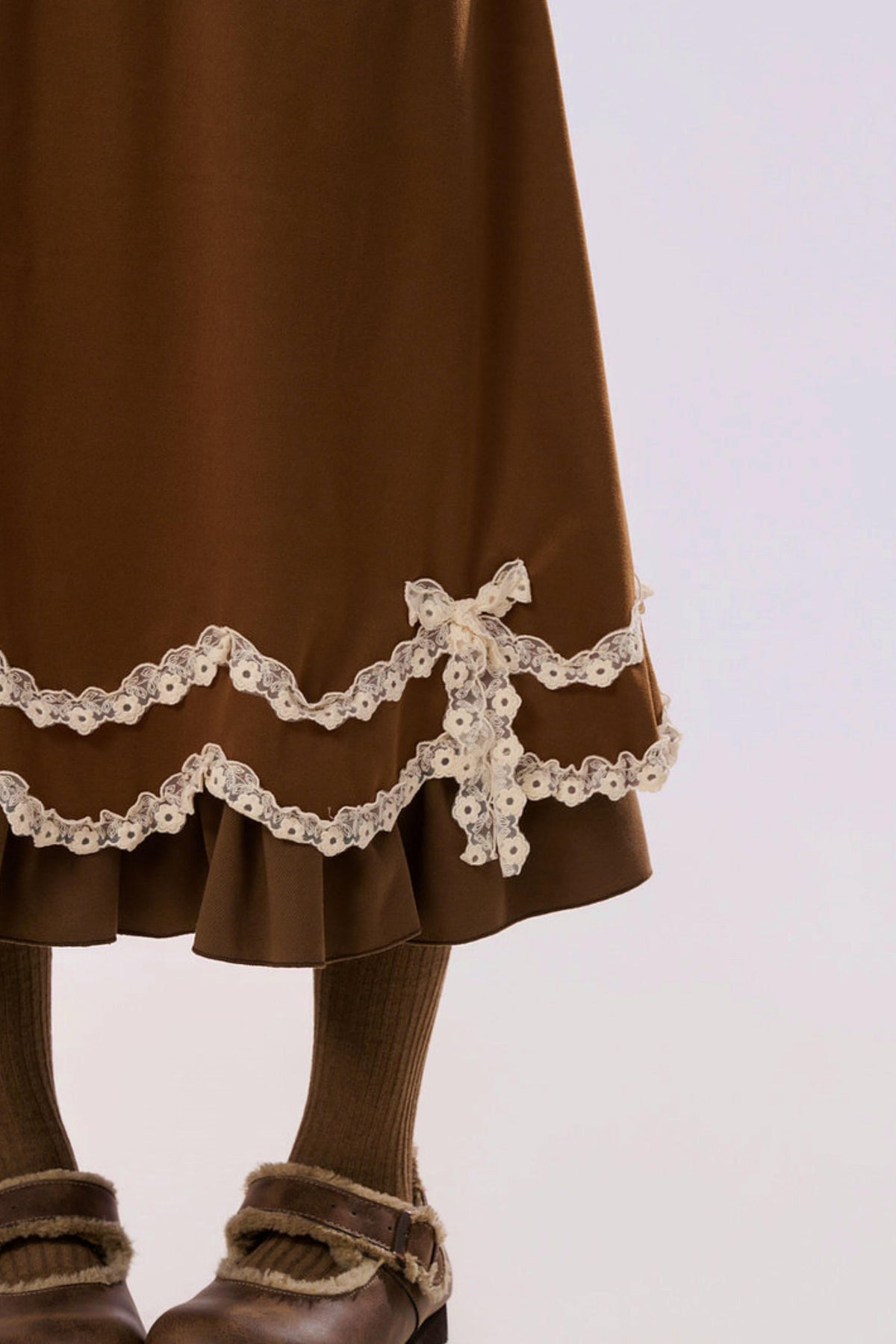 Caramel Lace High Waist Skirt