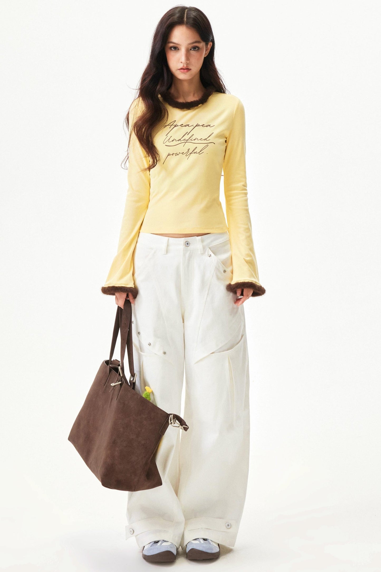 Star knit deconstructed twill pants