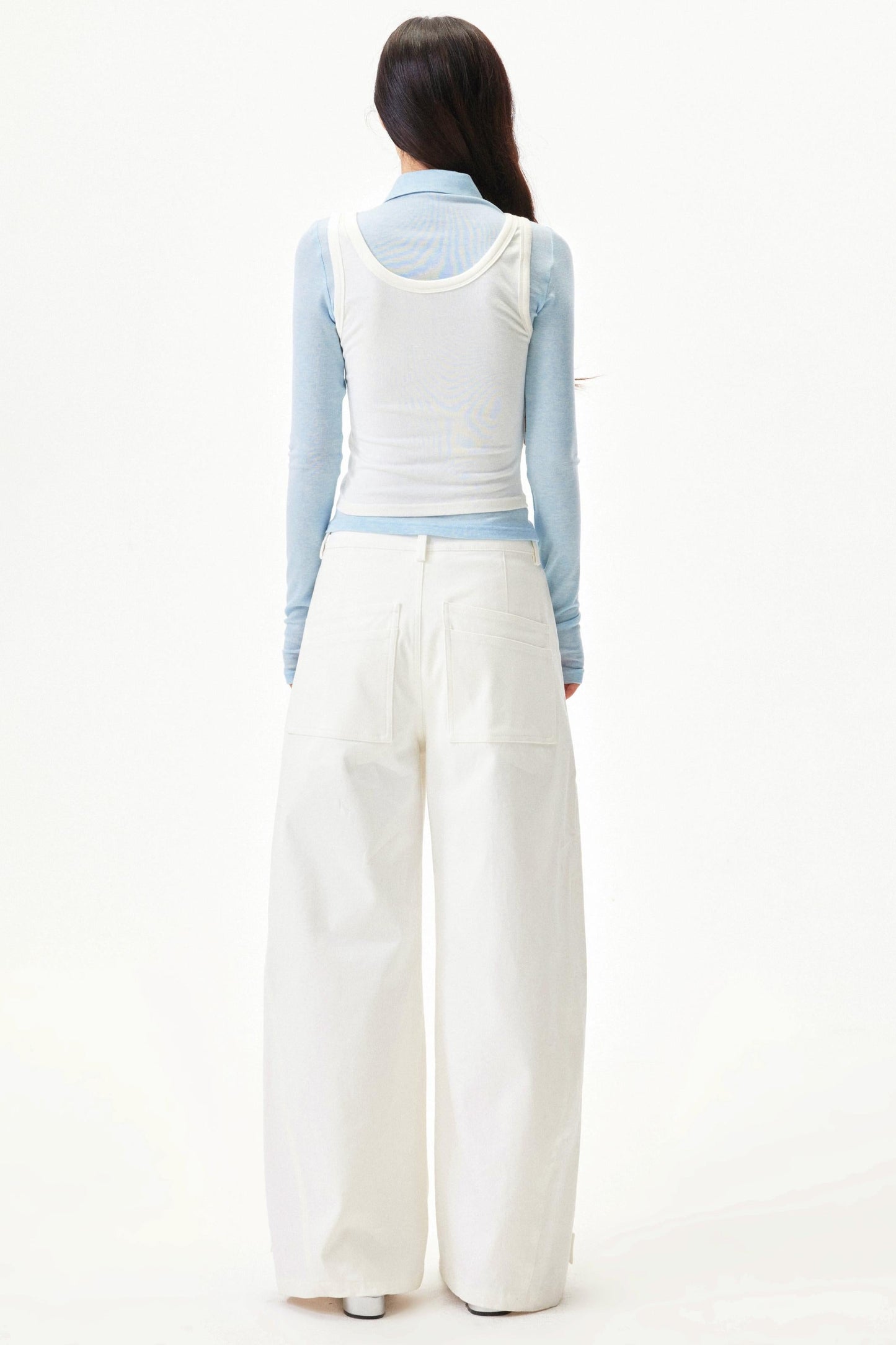 Star knit deconstructed twill pants