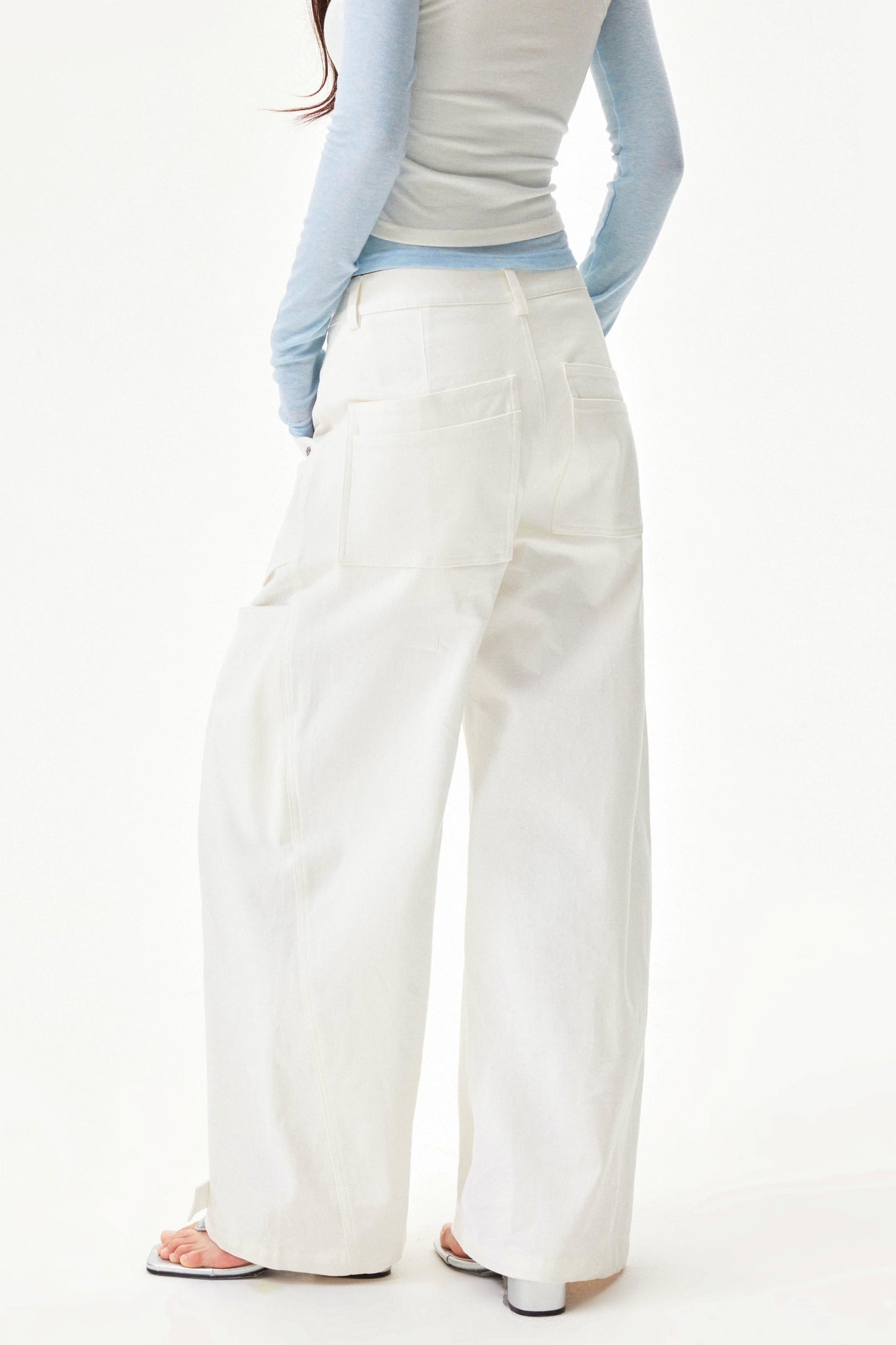 Star knit deconstructed twill pants