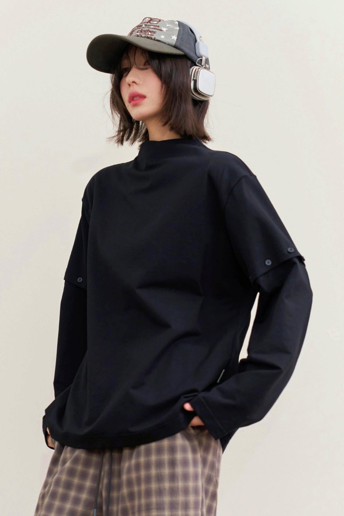 Casual Design Mode Top Black (Regular Style)