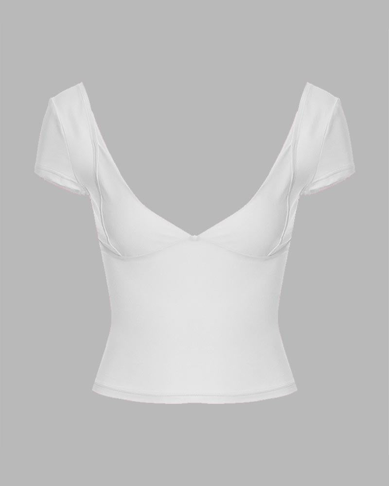 Equinox Illuminum Scoop Neck Coquette Top White