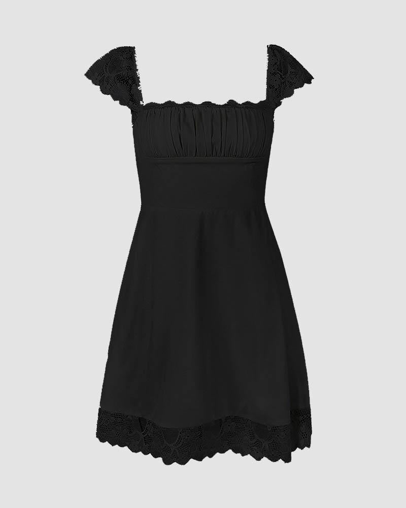 Euboea Sweetheart Mini Coquette Dress Black