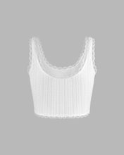 Load image into Gallery viewer, Ribbed Lace Cropped Coquette Top
