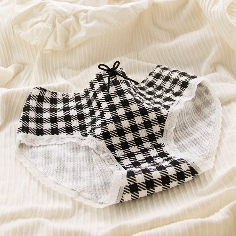 Black Cotton Plaid Undies E