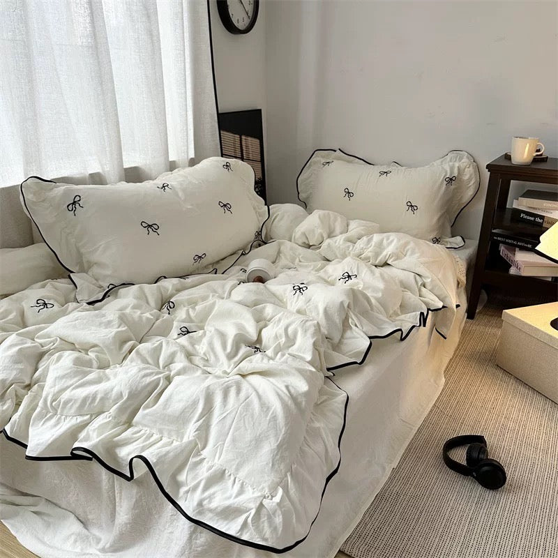 Coquette French Bow Bedding Set White