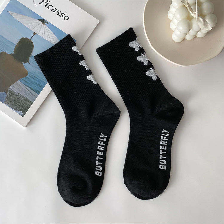 Black & White Butterfly Socks 2