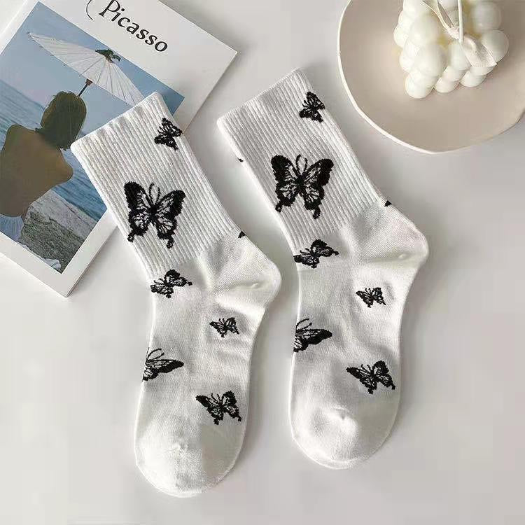 Black & White Butterfly Socks 6