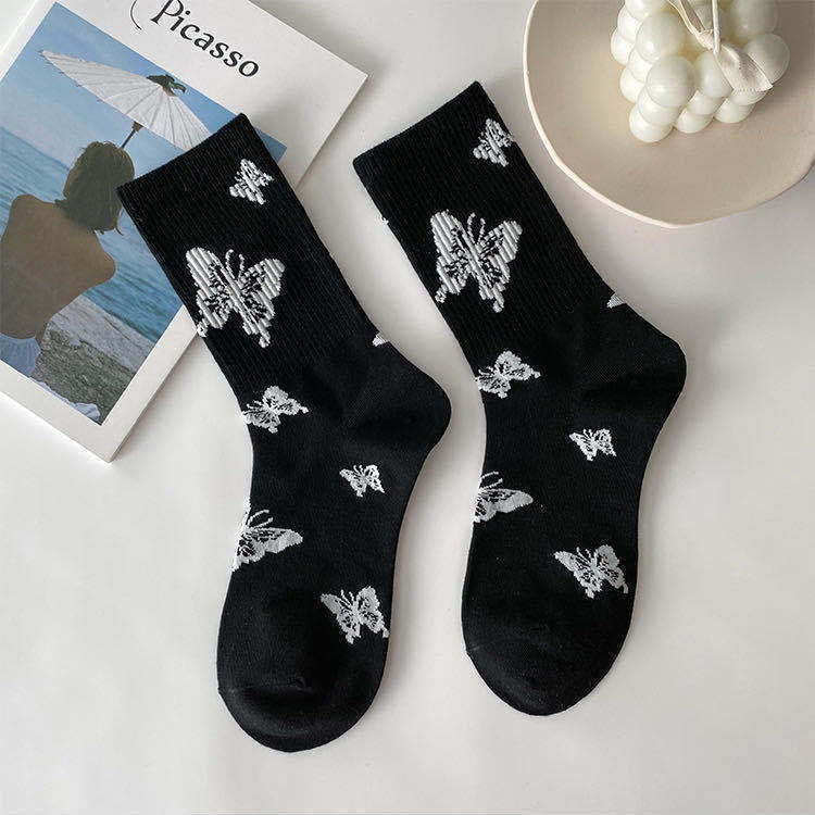 Black & White Butterfly Socks 3
