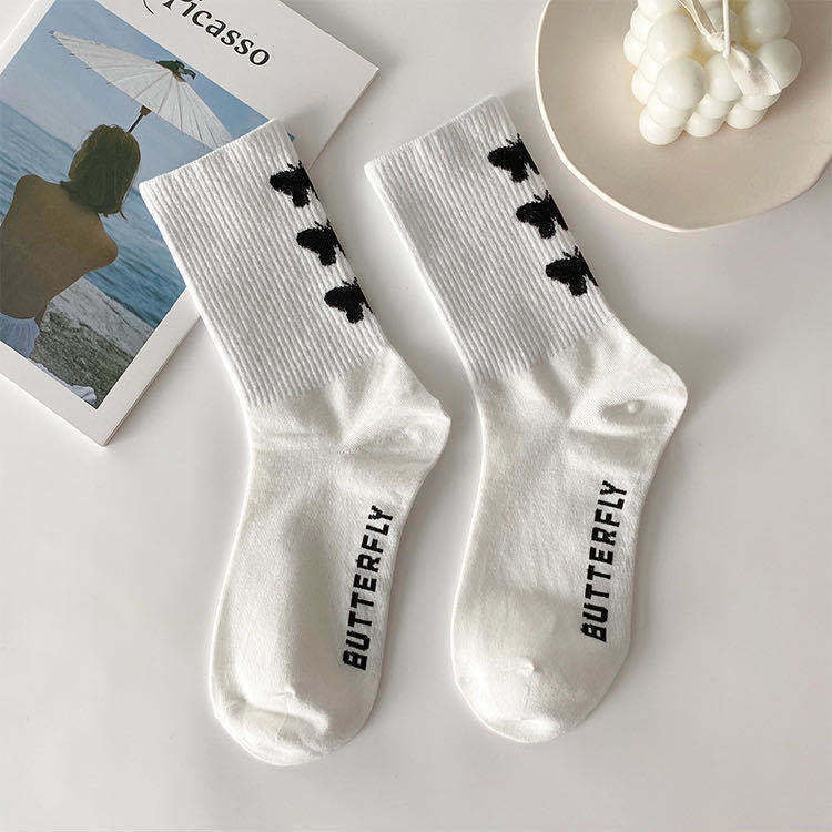 Black & White Butterfly Socks 5