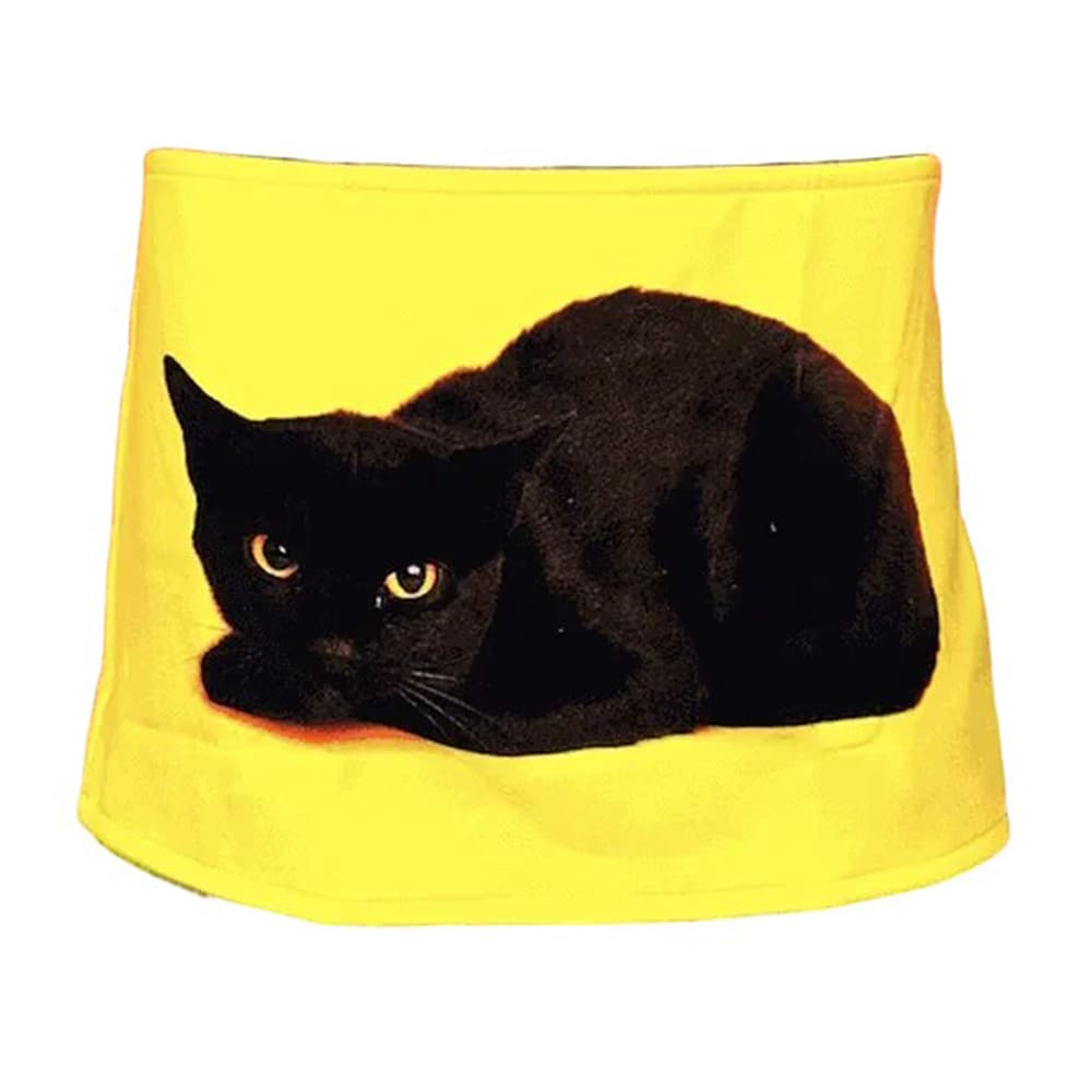 Black Cat Y2K Mini Skirt Yellow