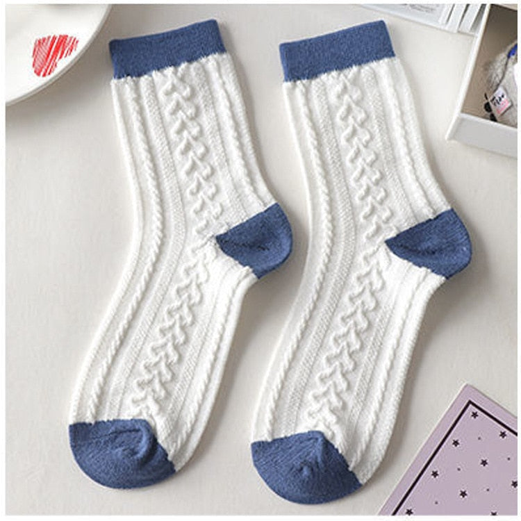Blue Textured Teddy Bear Socks 1