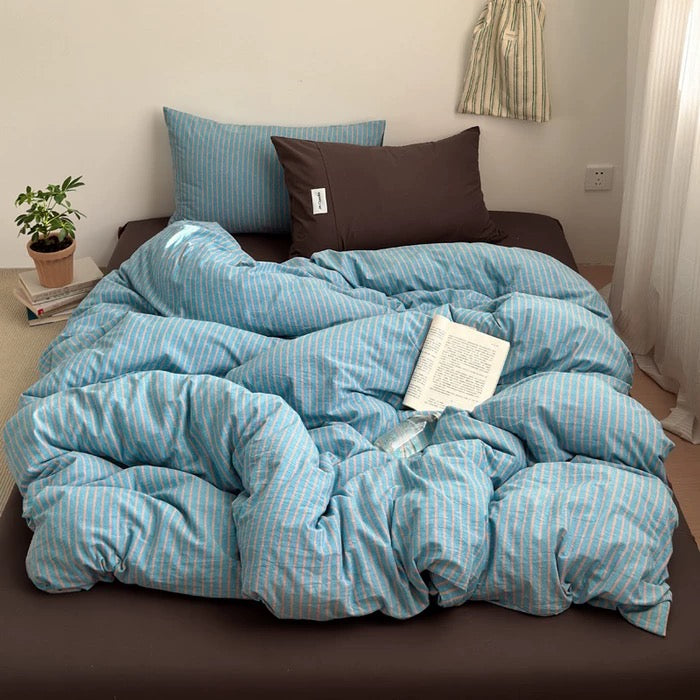 Blue Striped Duvet Cover Set