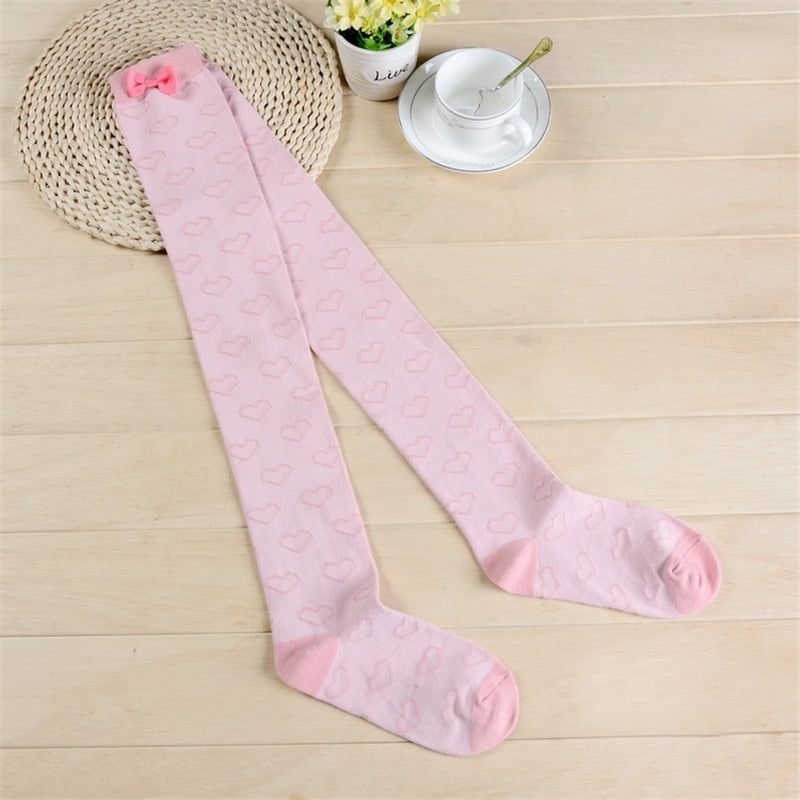 Bows & Hearts Thigh Highs Pink
