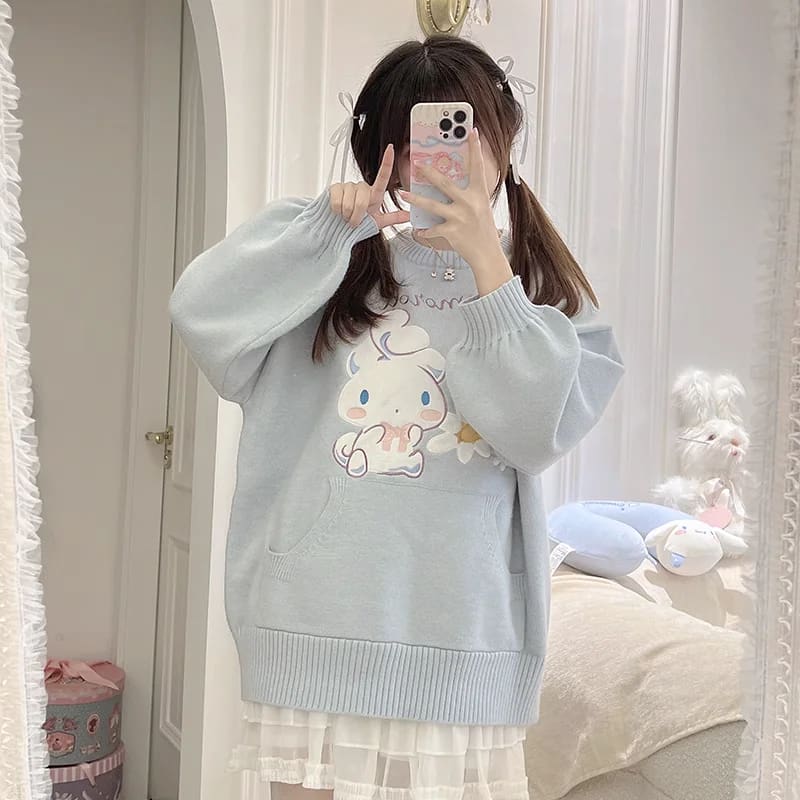 Daisy Puppy Knit Crewneck