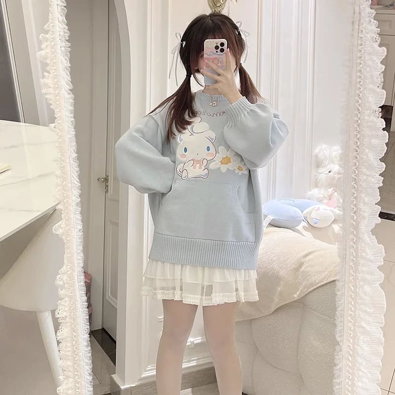 Daisy Puppy Knit Crewneck