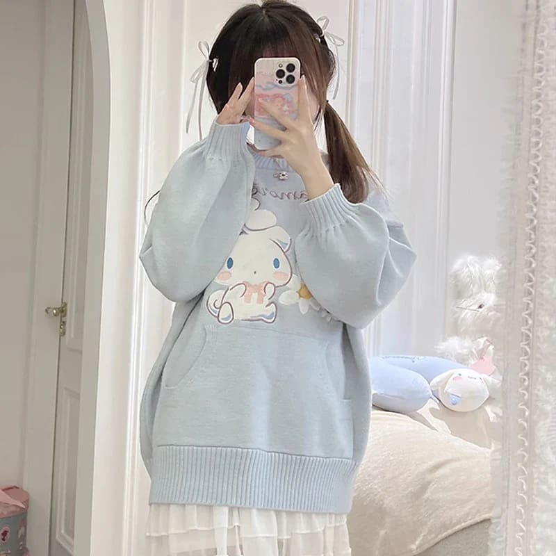 Daisy Puppy Knit Crewneck