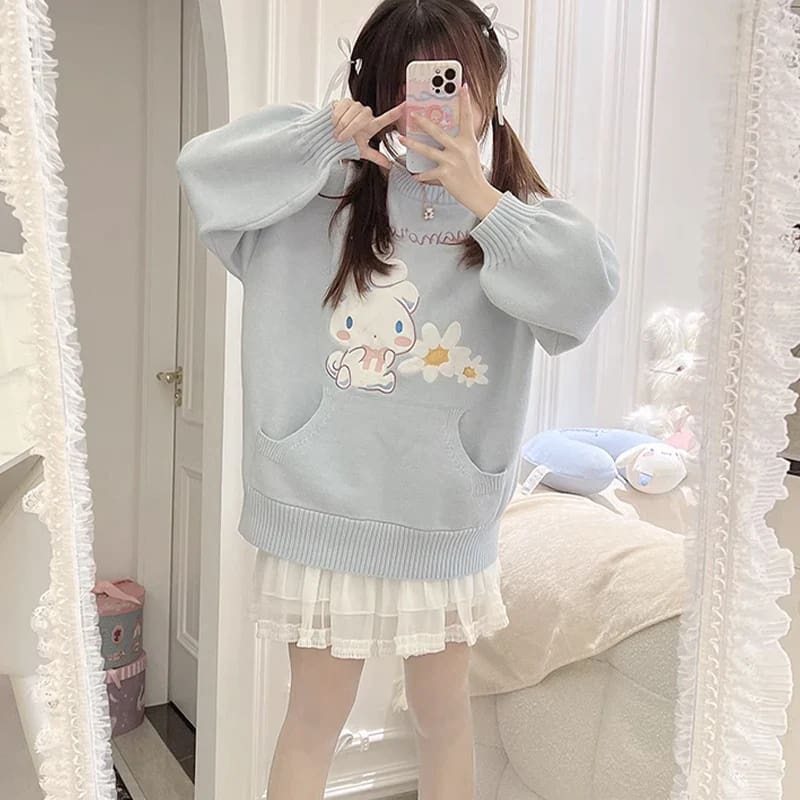 Daisy Puppy Knit Crewneck