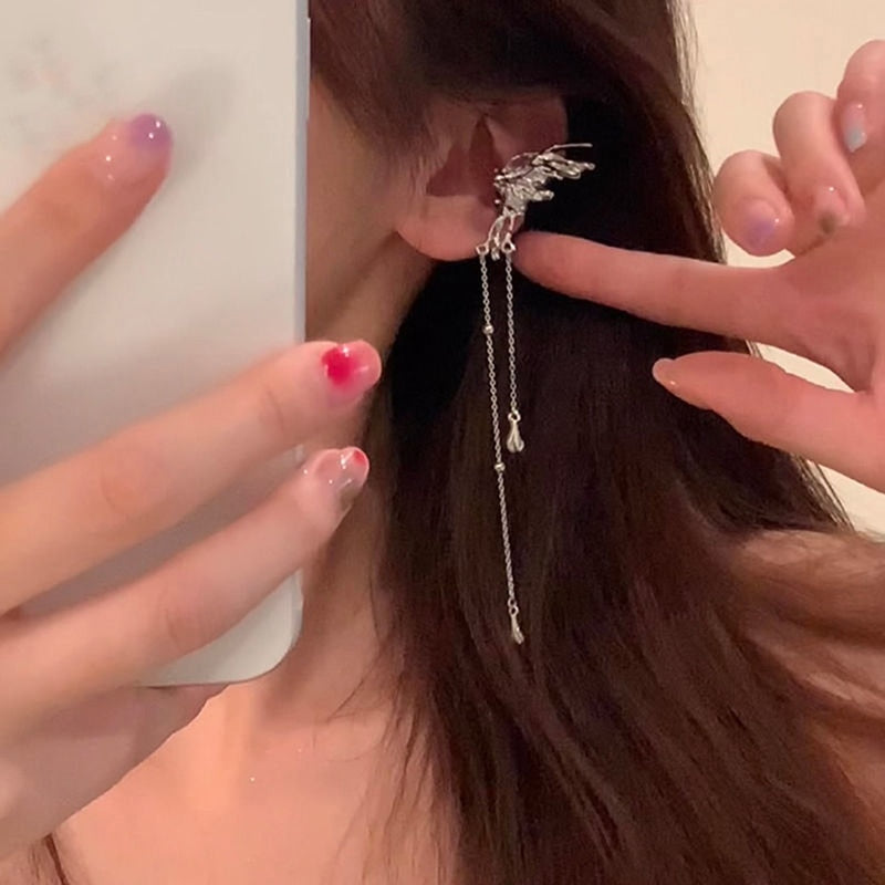Butterfly Wing Tassel Ear Clips 1pc-right-clip