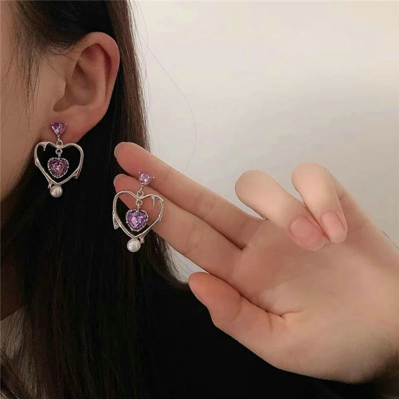 Butterfly Wing Tassel Ear Clips 1 pair-purple-studs