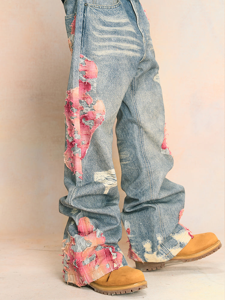 Elegant Evening Lace Embroidered Denim Jeans