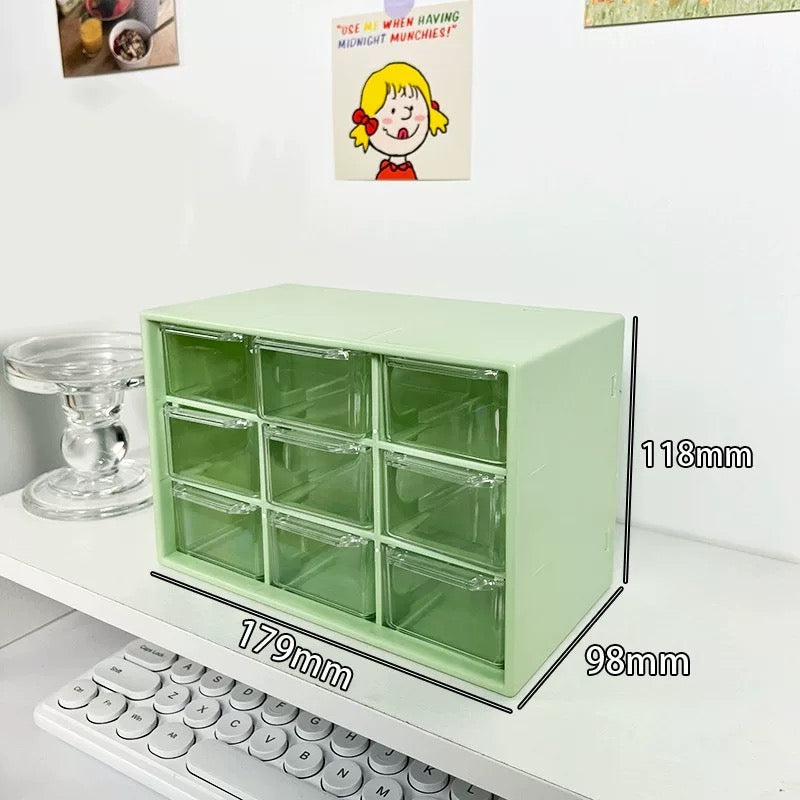 Desktop Transparent Storage Box Green