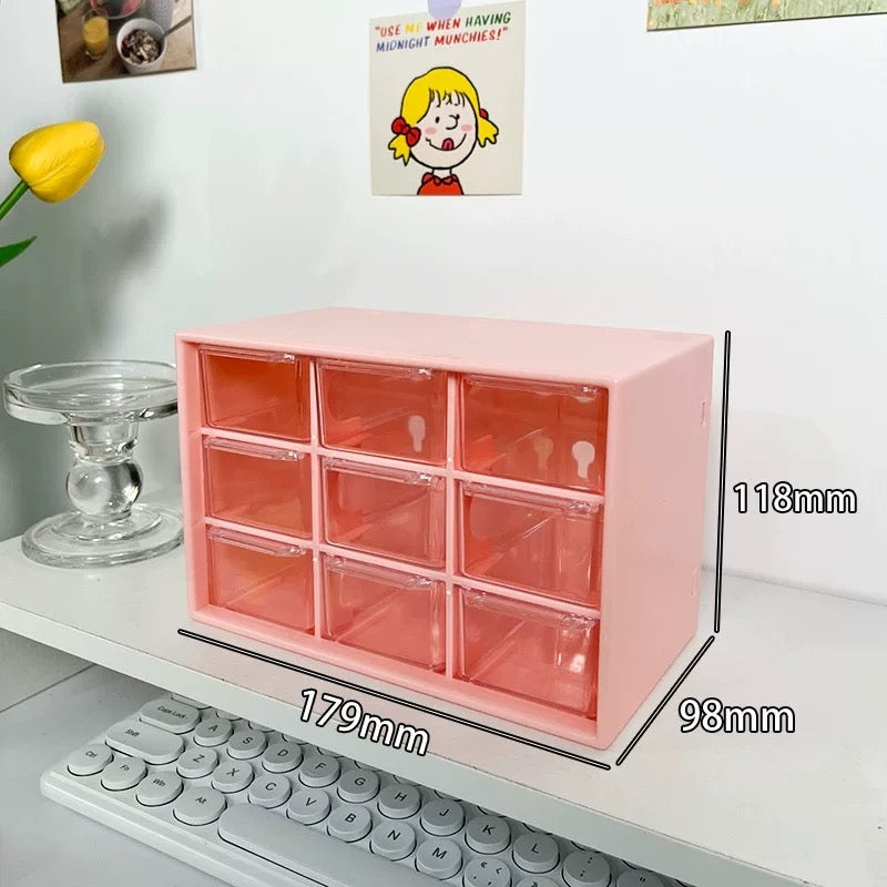 Desktop Transparent Storage Box Pink