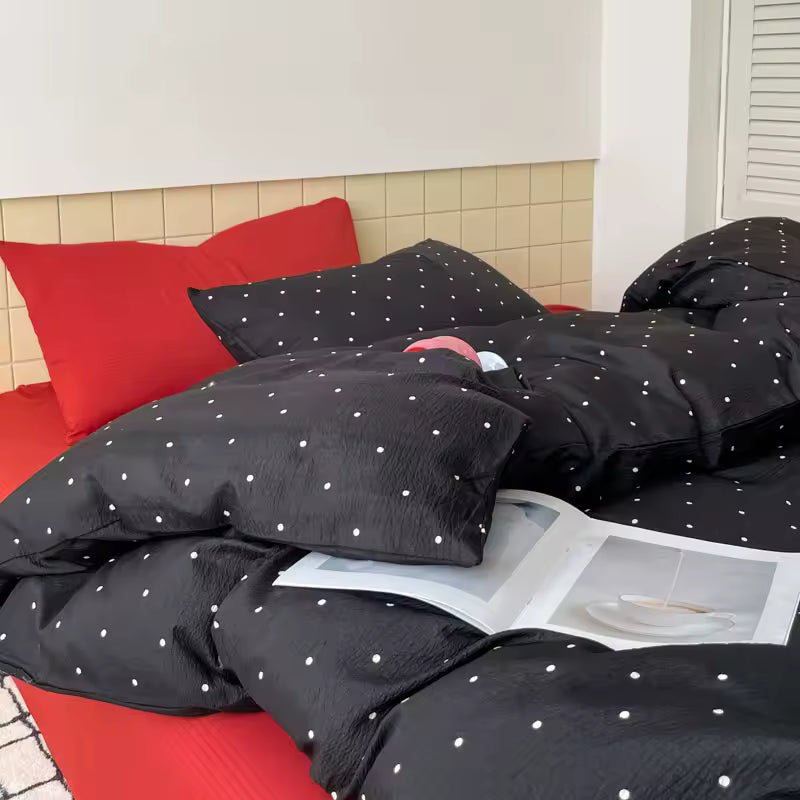 Navy Blue Polka Dot Bedding Set