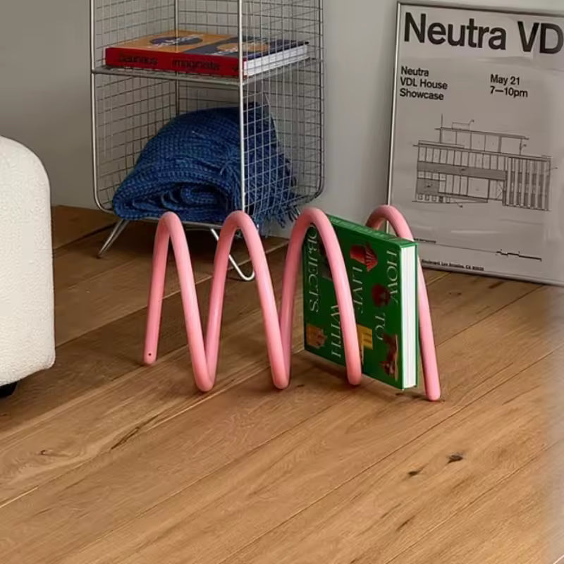 Modern Spring Metal Book Rack