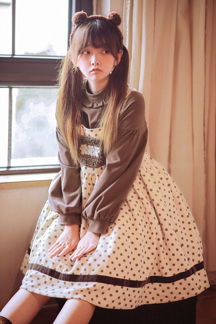 Corduroy Teddy Overall Dress Dots