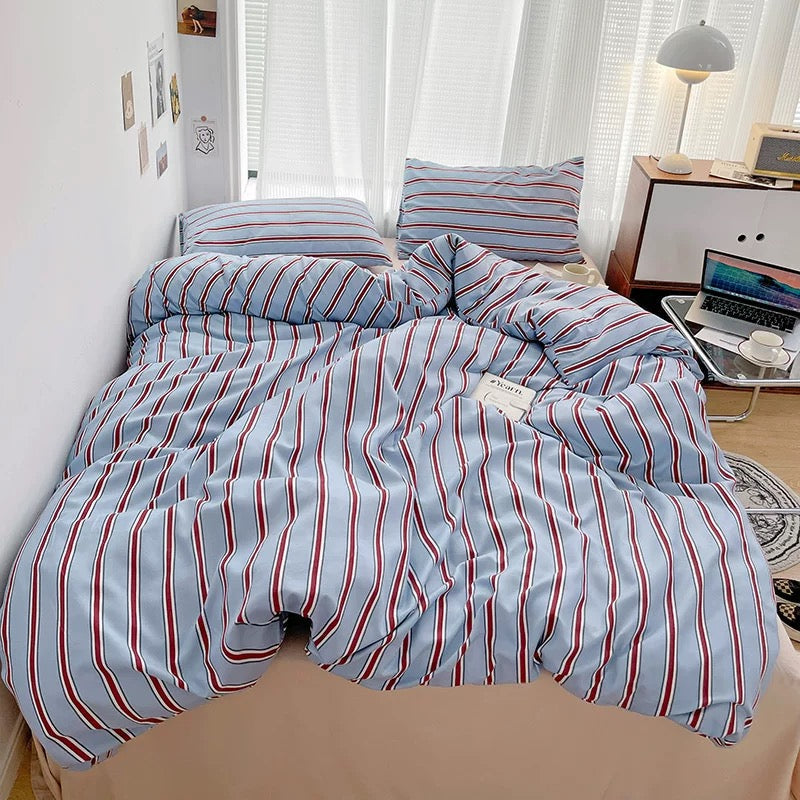 Nordic Stripe Bedding Set Blue 2