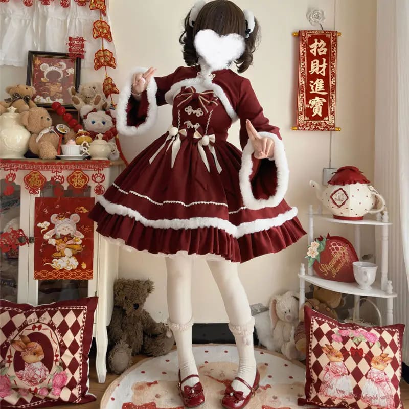 Cozy Winter Wonderland Dress jsk and coat